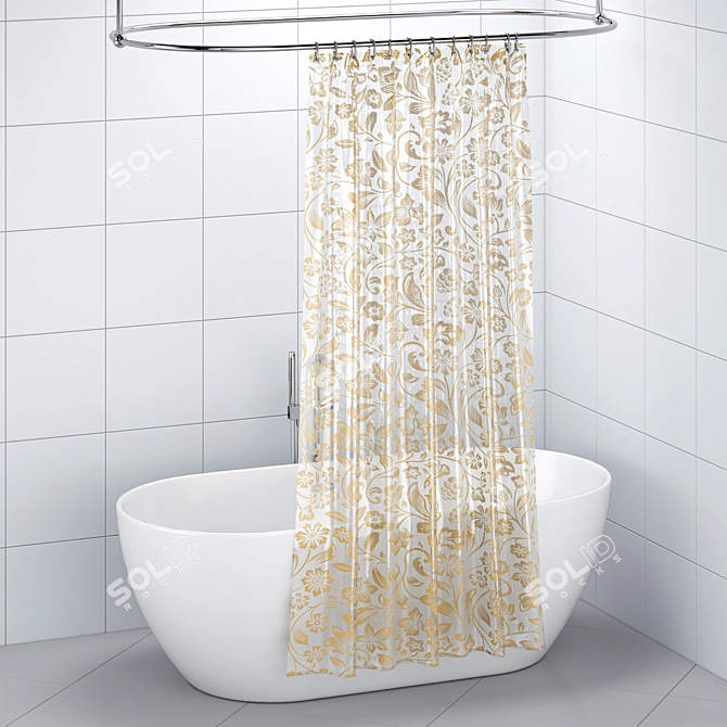 Bathroom Curtain Set 171 3D model image 6