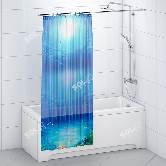 Bathroom Curtain Set 171 3D model image 22