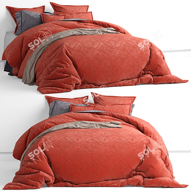 Bianca Terracotta Bedding Set 3D model image 1