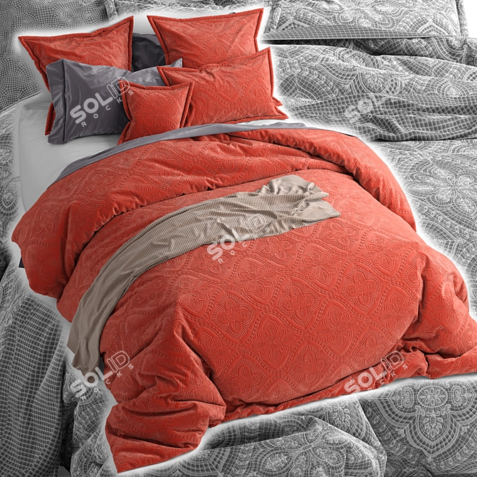 Bianca Terracotta Bedding Set 3D model image 5