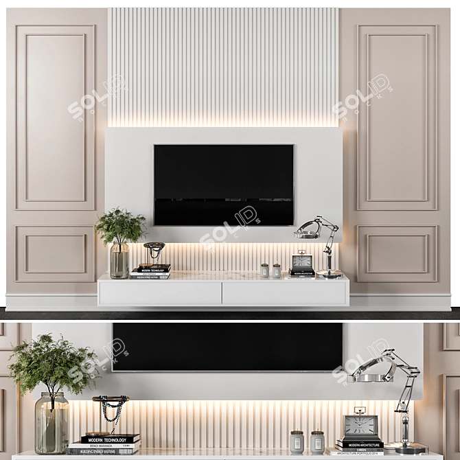 Modern TV Wall Design FBX 3D model image 1