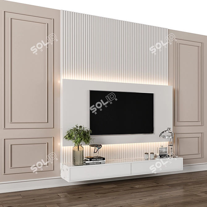 Modern TV Wall Design FBX 3D model image 2