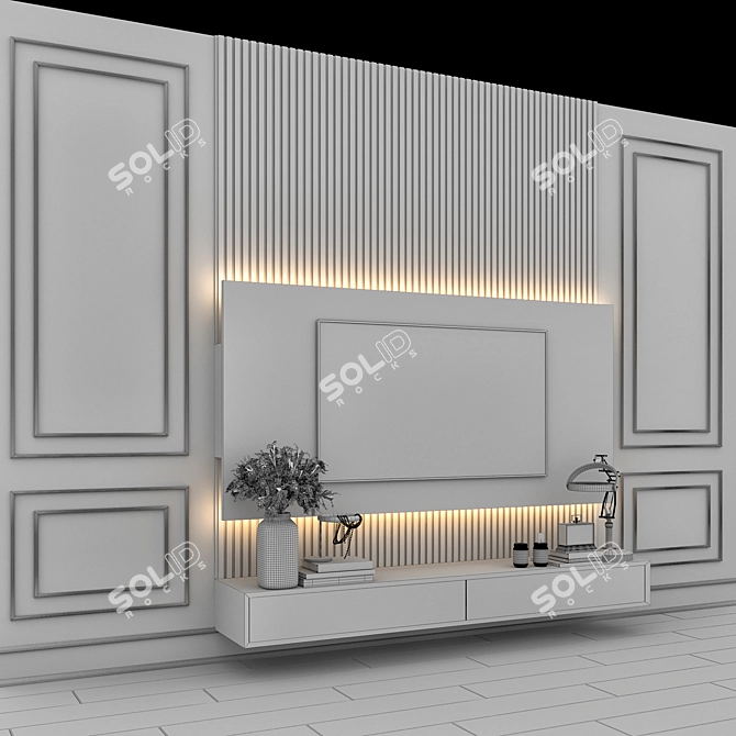 Modern TV Wall Design FBX 3D model image 5