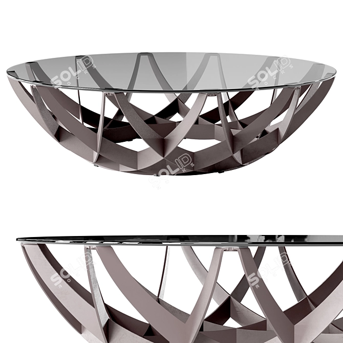 Sleek Aluminum Glass Cocktail Table 3D model image 1