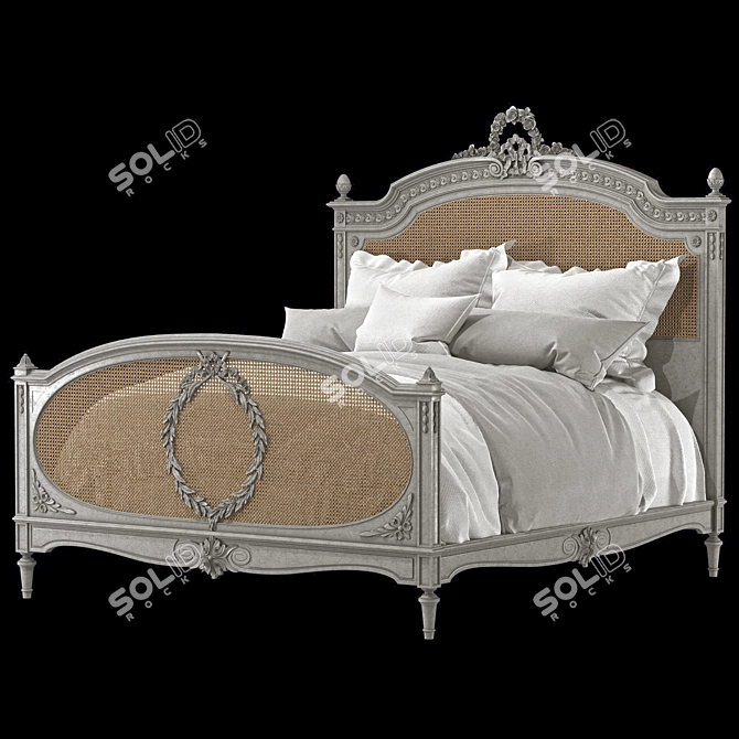 Vintage Louis XVI Cane Bed 3D model image 1