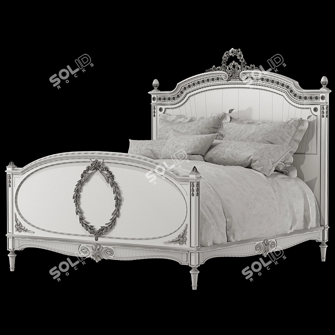Vintage Louis XVI Cane Bed 3D model image 2