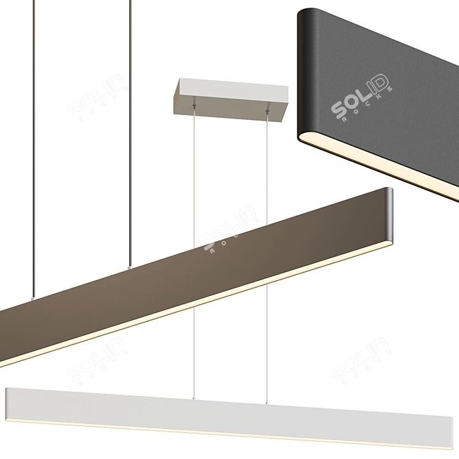 Elegant Minimalist LED Linear Light 3D model image 1