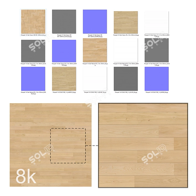 Oak Parquet Super Bundle 8K 3D model image 2