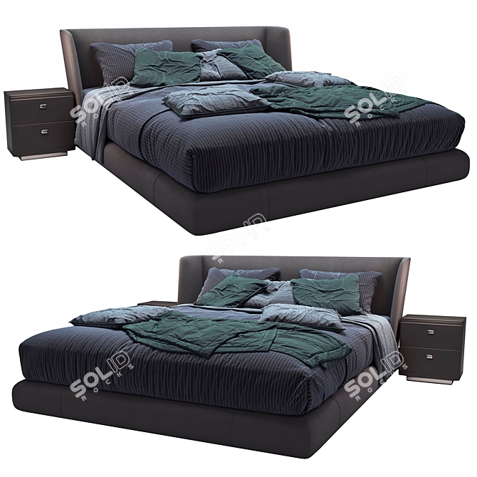 Luxury Reeves Minotti Bed Set 3D model image 2