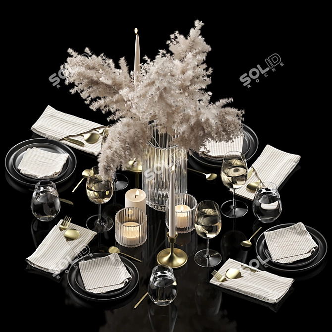 Elegant Dining Essentials Set 3D model image 1