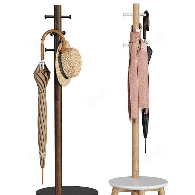 Pillar Stool Coat Rack Stand 3D model image 4