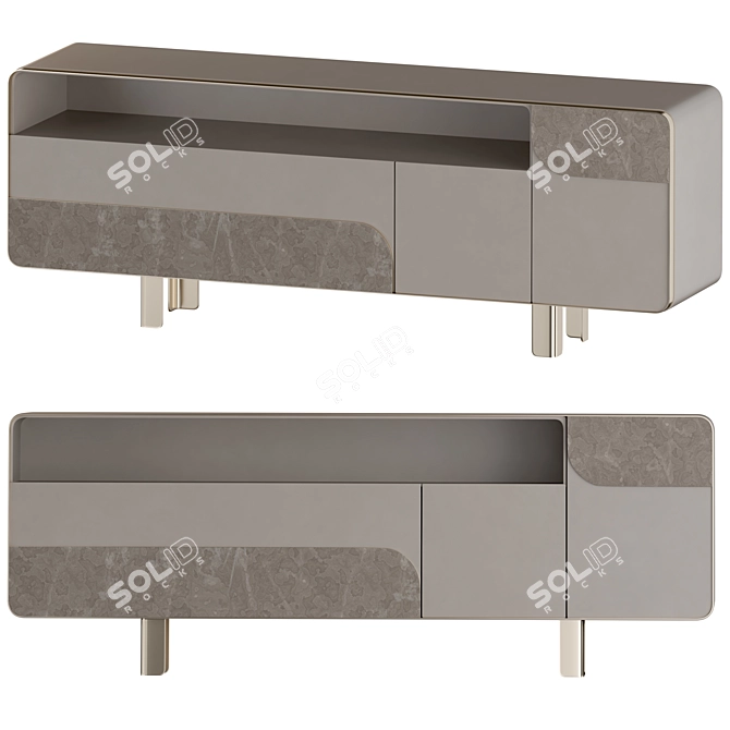 Rustic Wooden Sideboard with Doors 3D model image 1