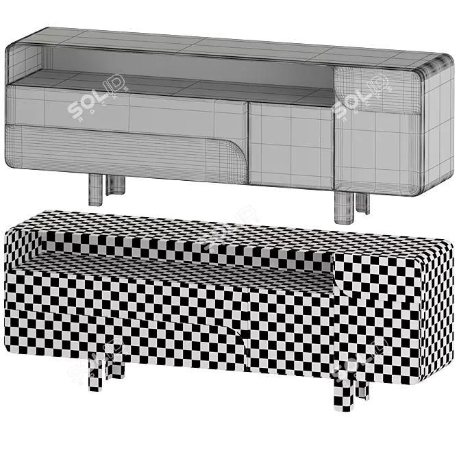 Rustic Wooden Sideboard with Doors 3D model image 2