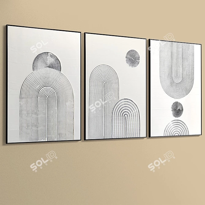 Abstract Art Set with Frames 3D model image 4