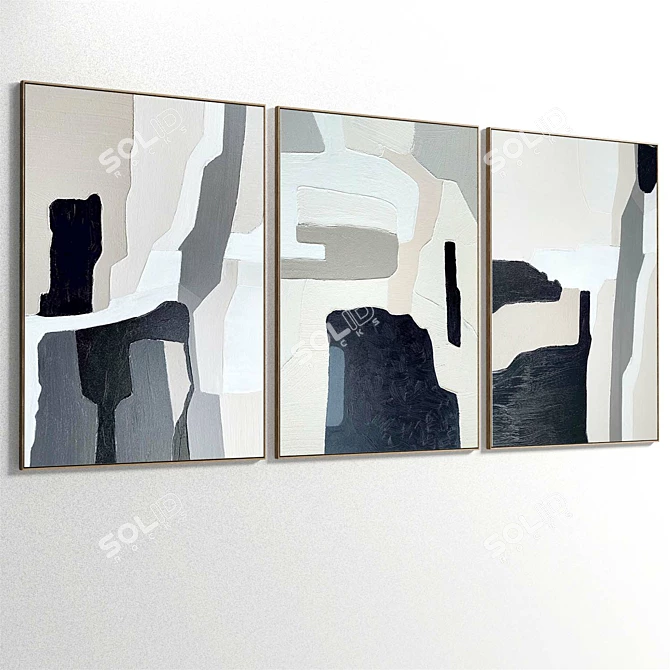 Abstract Paintings Set 3-Piece Frames 3D model image 2