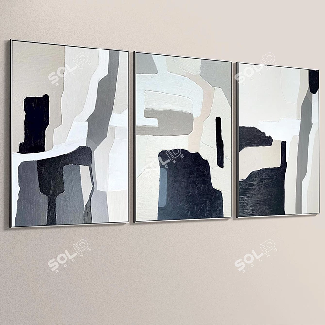 Abstract Paintings Set 3-Piece Frames 3D model image 5