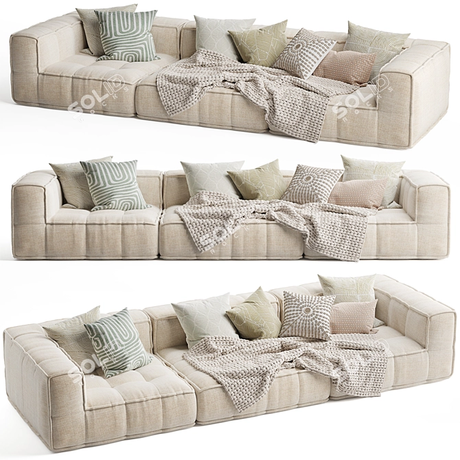 Natural Uniqwa Denver Sofa 3D model image 1