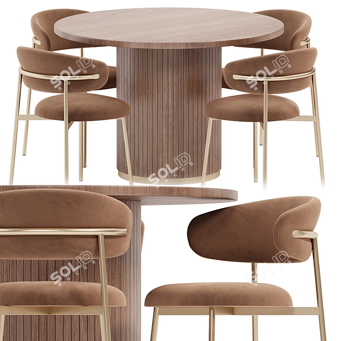 Sleek Round Dining Set 3D model image 1