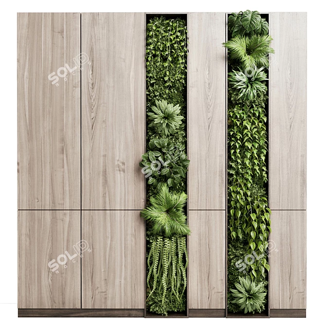 Wooden Framed Vertical Garden Cabinet 3D model image 2