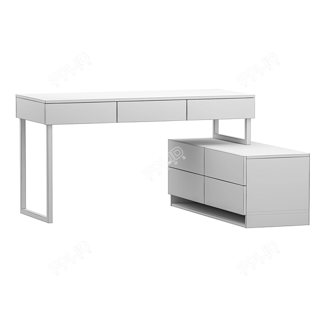 Dresden Writing Desk White Chrome 3D model image 2