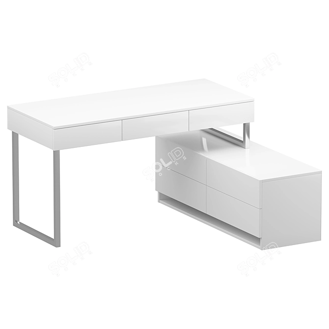 Dresden Writing Desk White Chrome 3D model image 4