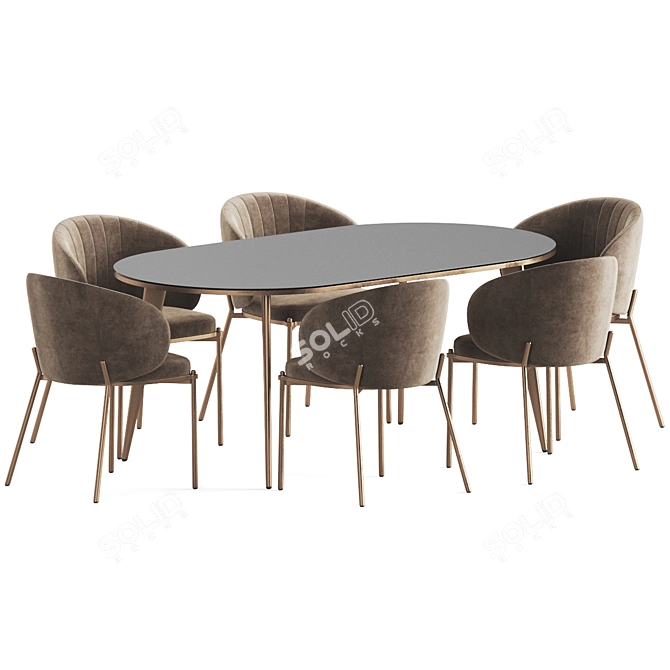 Elegant Velvet Dining Set 3D model image 3