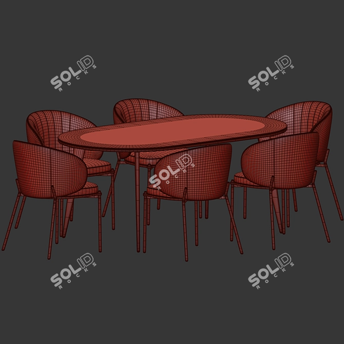 Elegant Velvet Dining Set 3D model image 4