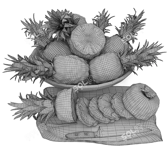 Tropical Pineapple Bowl Display  3D model image 4