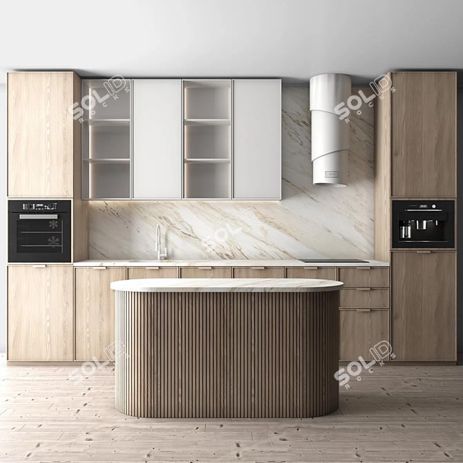 Neoclassic 61 Corner Kitchen Set 3D model image 1