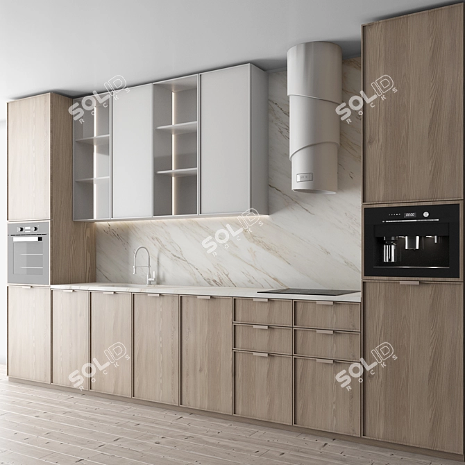 Neoclassic 61 Corner Kitchen Set 3D model image 2