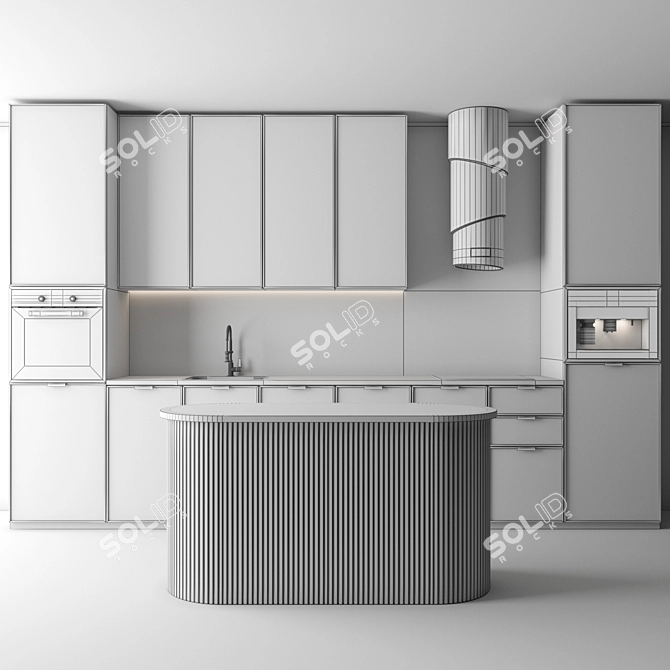 Neoclassic 61 Corner Kitchen Set 3D model image 5