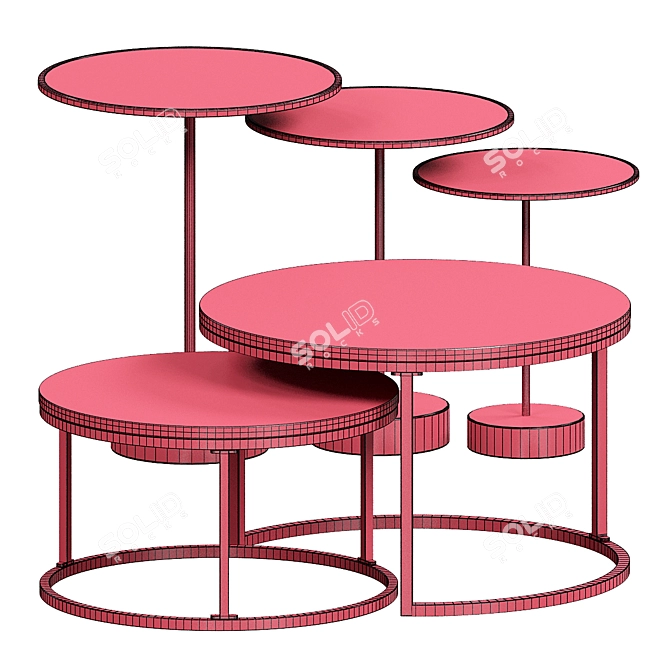 Modern Nesting Coffee Table Set 3D model image 2