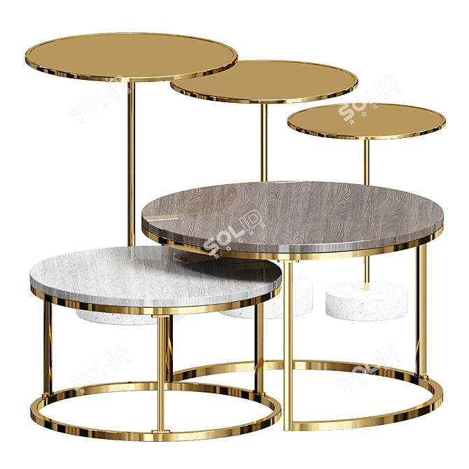 Modern Nesting Coffee Table Set 3D model image 3