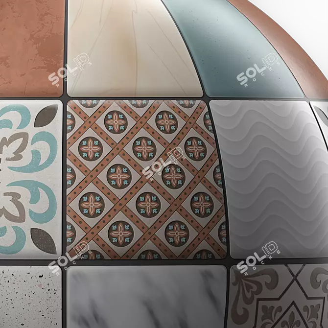 Artisan Moroccan Mosaic Tile Set 3D model image 2