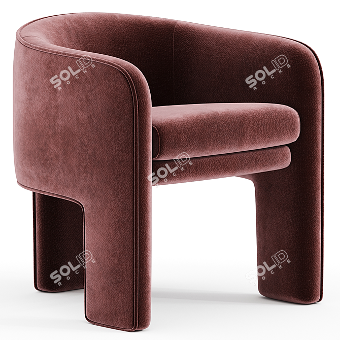 Elegant Velvet Armchair by Milo Baughman 3D model image 1