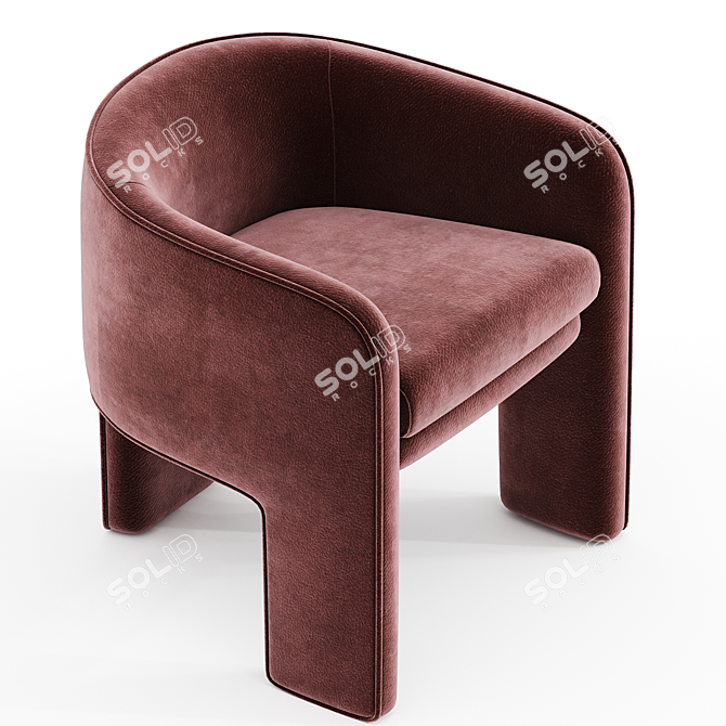 Elegant Velvet Armchair by Milo Baughman 3D model image 2