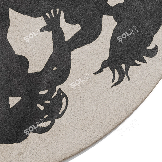 Graphic Print Handmade Round Rugs 3D model image 5