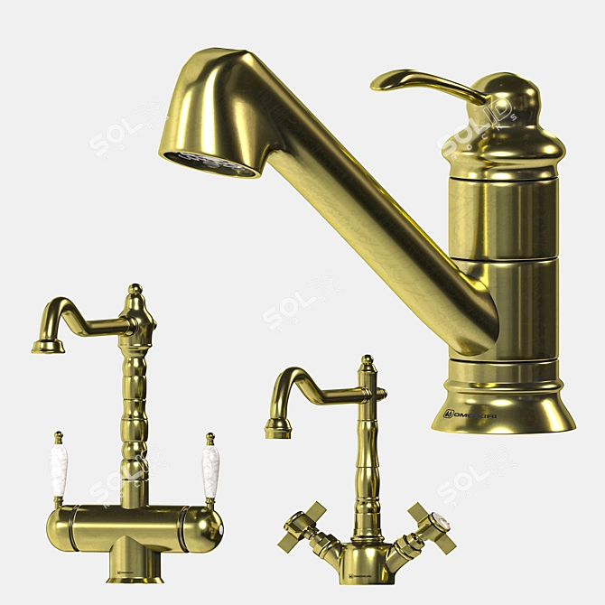 Sleek Classic Kitchen Faucet Collection 3D model image 4