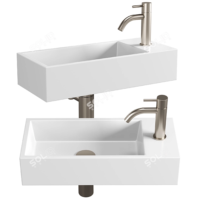 Modern Left-Handed Arezzo Basin 3D model image 1