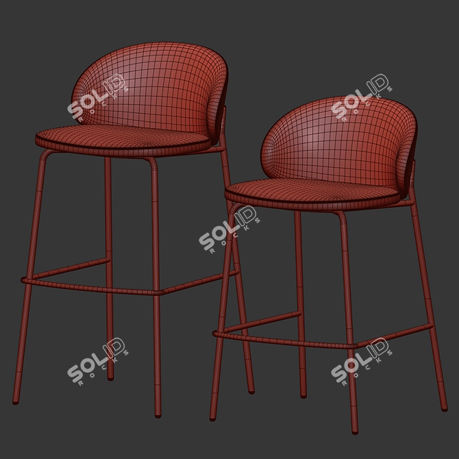 Luxury Velvet Upholstered Princeton Stool 3D model image 3