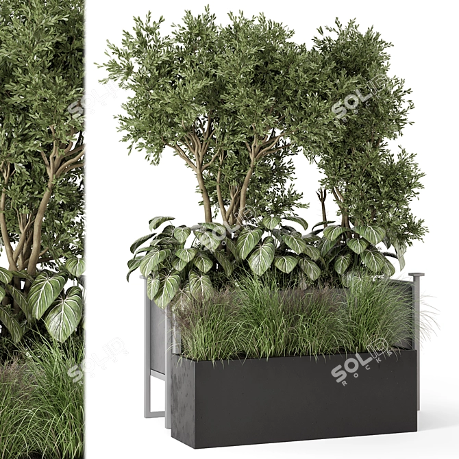 Metal Pot Plant Set 939 3D model image 1