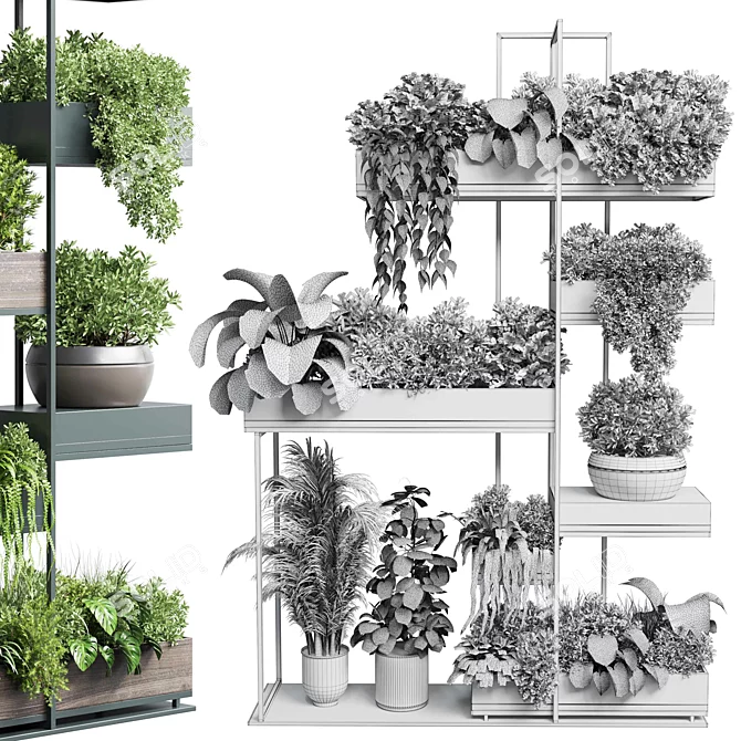 Metal Shelf Plant Display Stand 3D model image 5