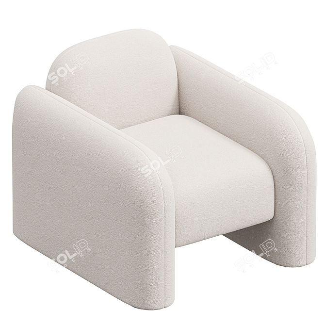 Elegant Niles Chair in Cream Boucle 3D model image 2