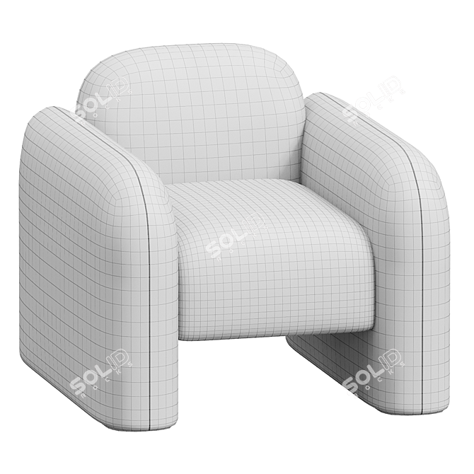 Elegant Niles Chair in Cream Boucle 3D model image 3
