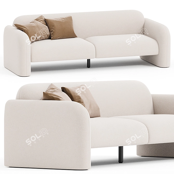 Elegant Niles Sofa: Steel Perfection 3D model image 1