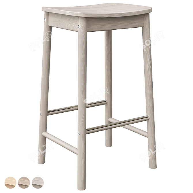 Modern Birch Bar Stool 3D model image 3