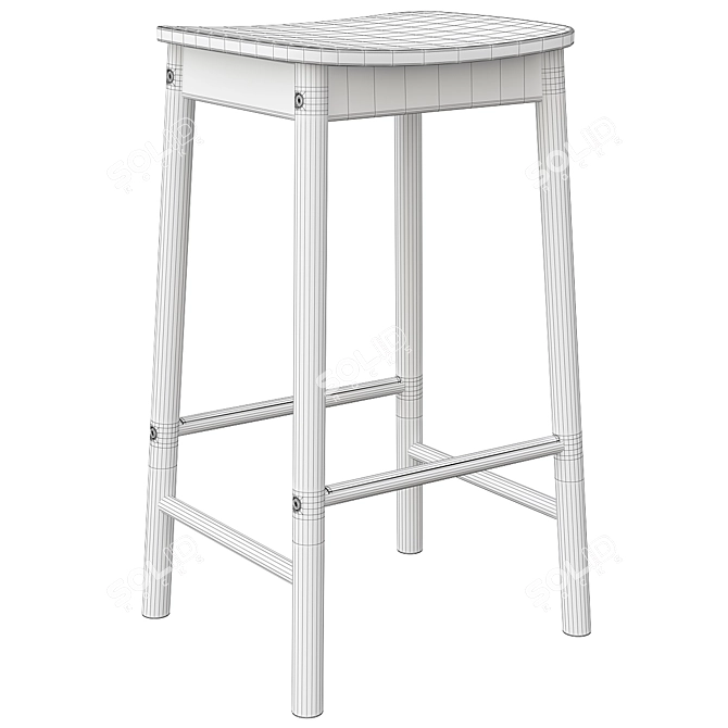 Modern Birch Bar Stool 3D model image 4