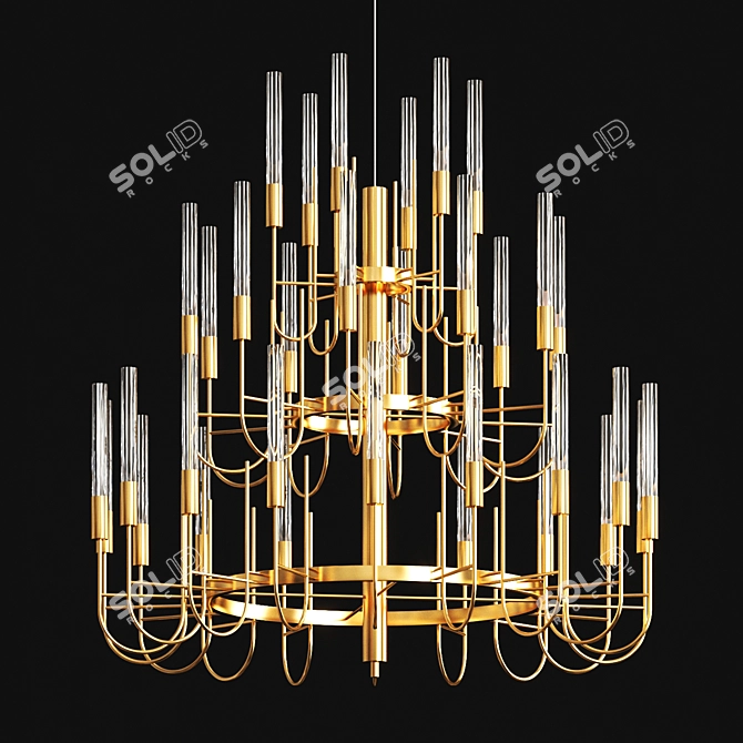 Galla Metal Glass Pendant Light 3D model image 2