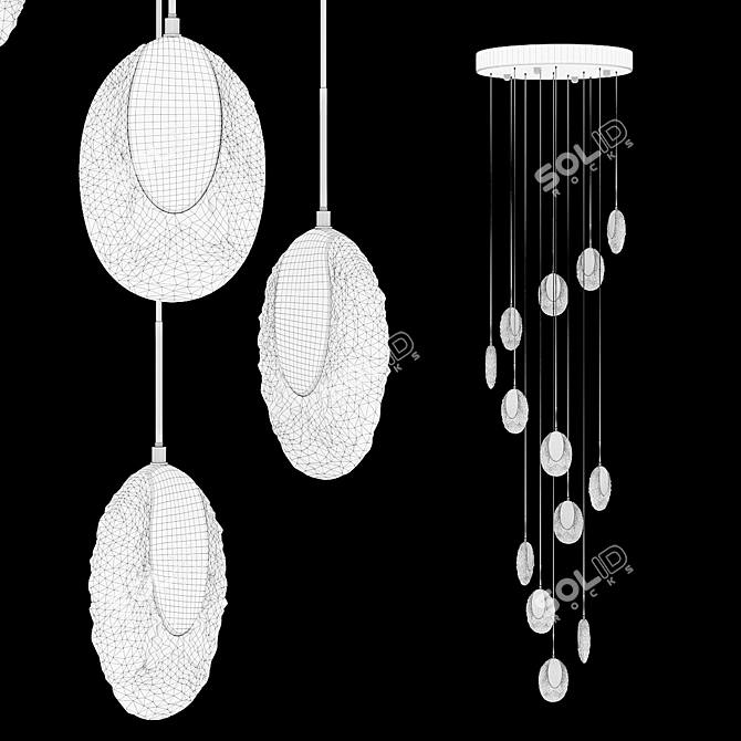 Cascade Leaf LED Pendant Light 3D model image 2