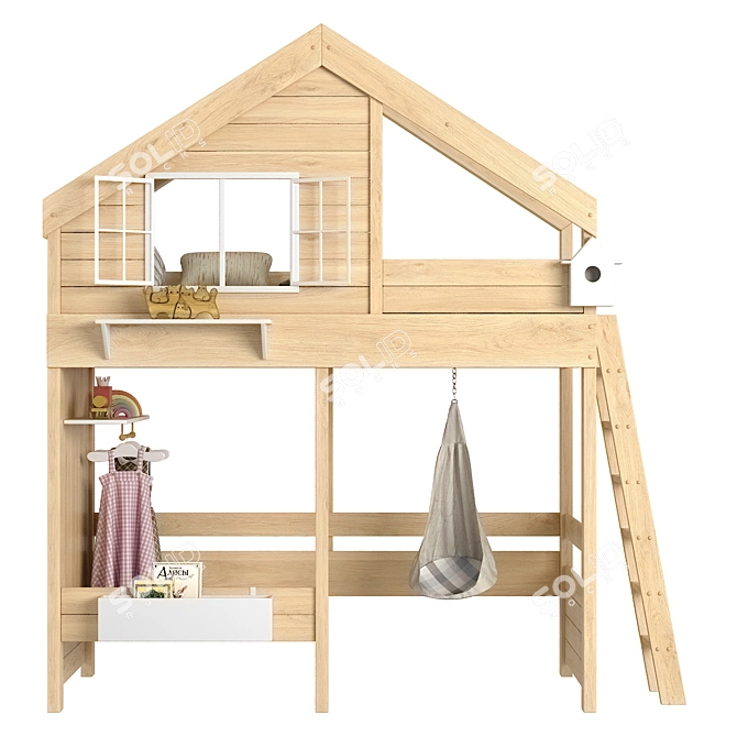 Modern Eco-Style Loft Bed 3D model image 2